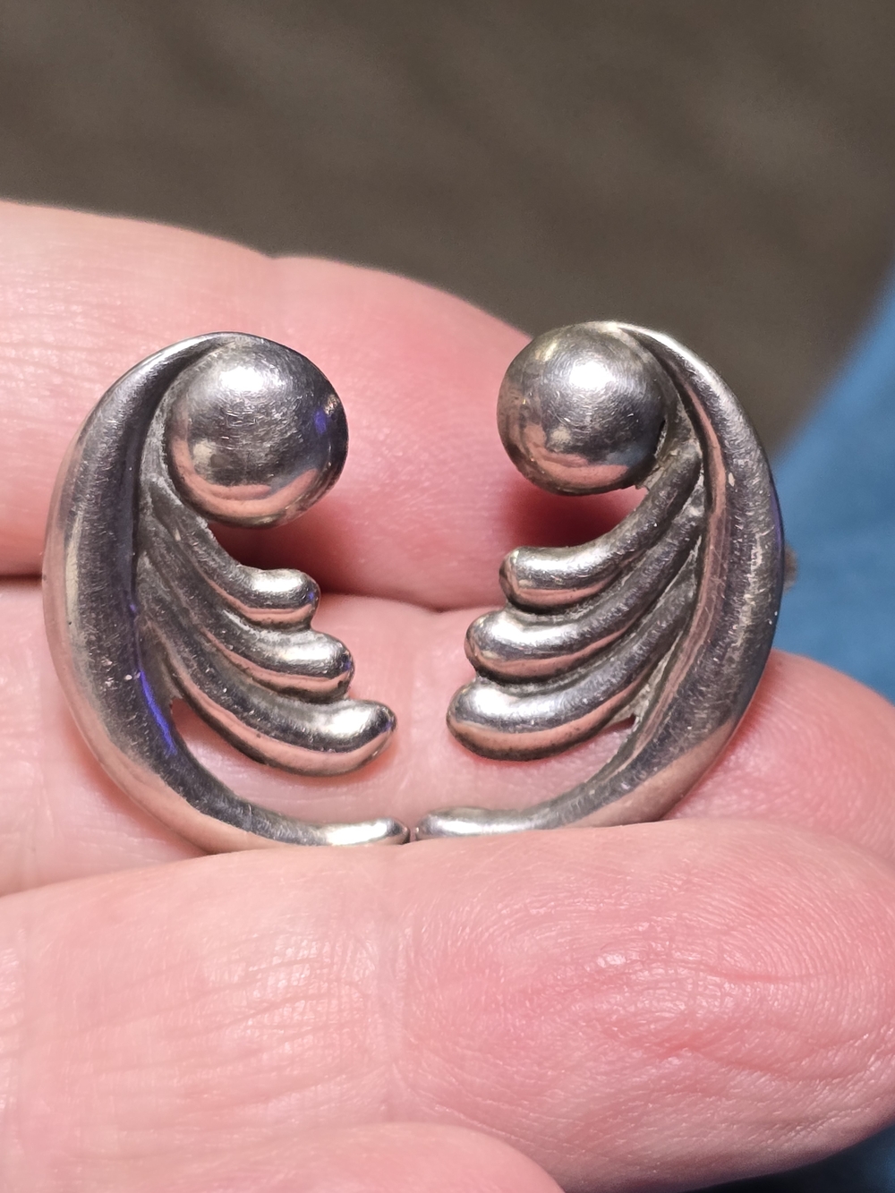 Silver Sculptural Vintage Screw Backs Made In Italy 1.25"
